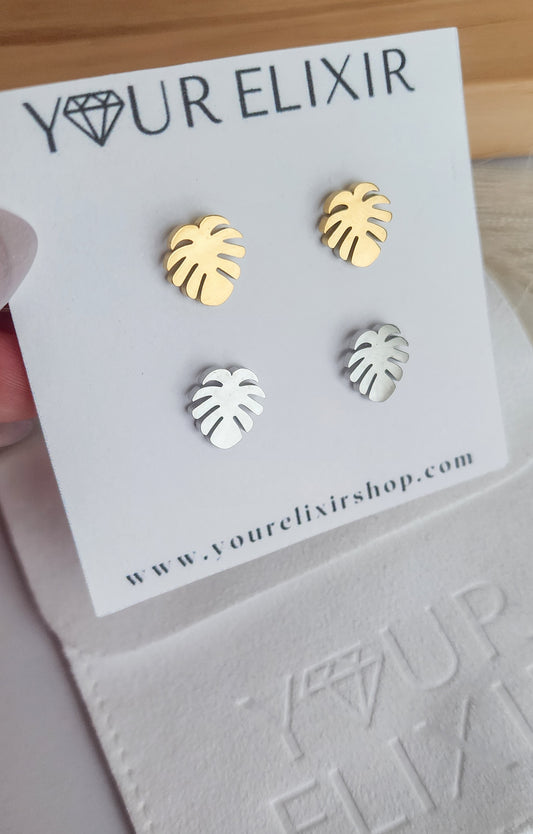 Monstera Delicosa leaf Stud Earrings