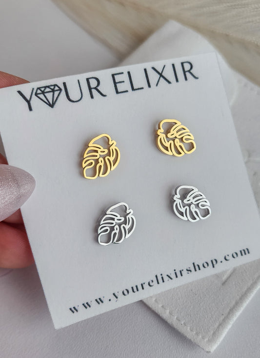 Monstera Delicosa leaf Stud Earrings