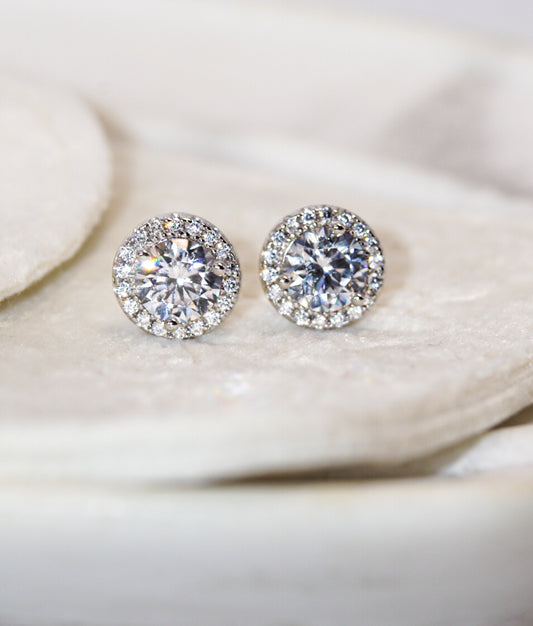 Sterling Silver Halo stud earrings