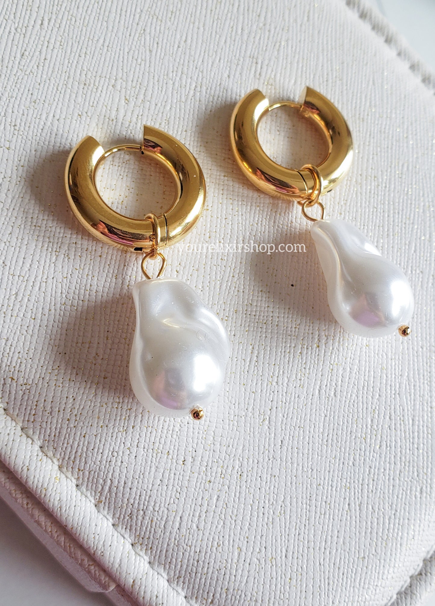 Ivory Pearl hoops earrings