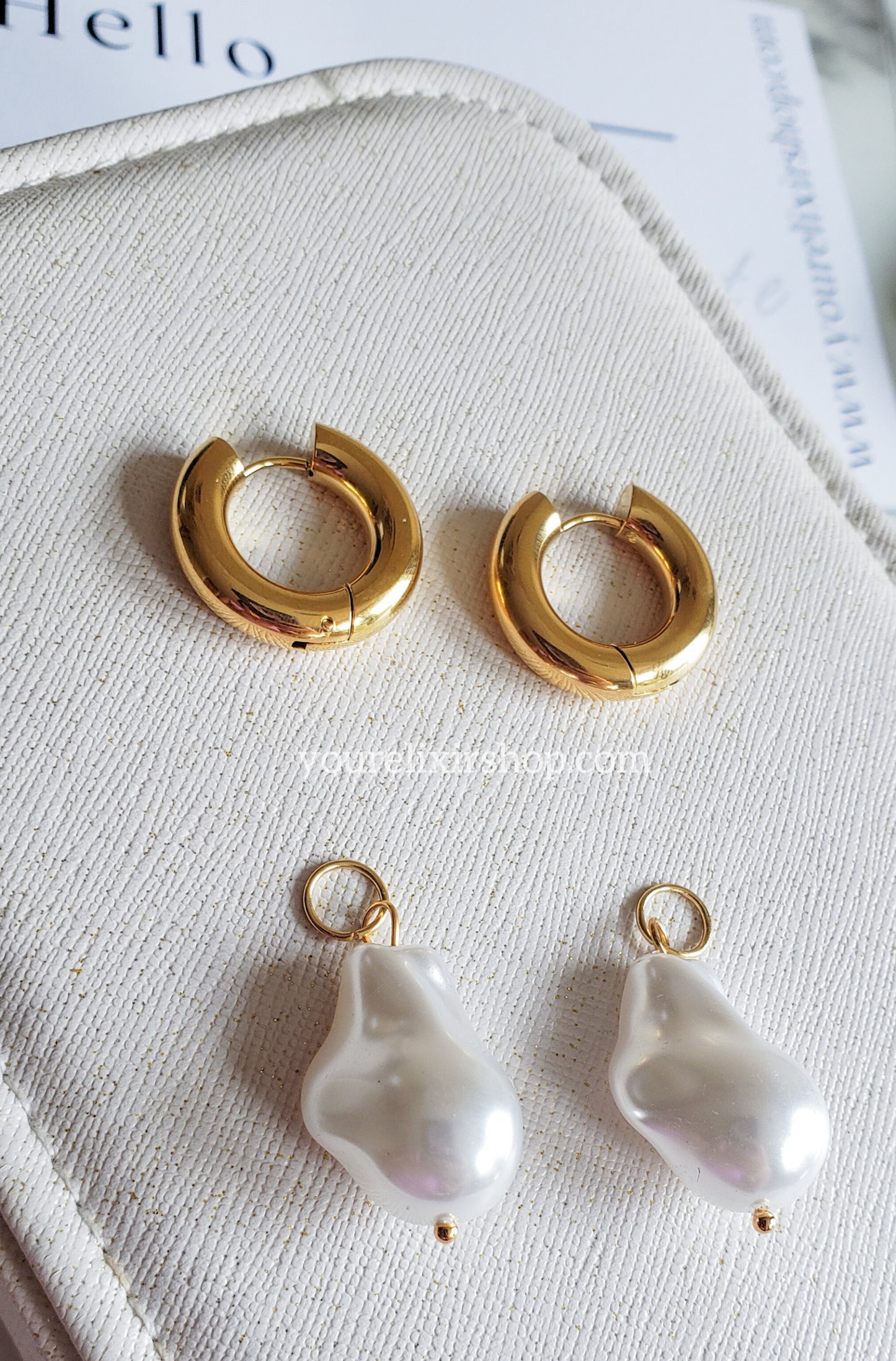 Ivory Pearl hoops earrings