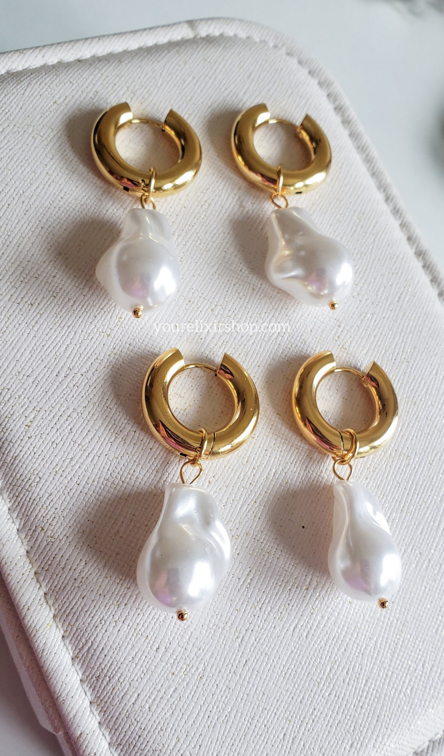 Ivory Pearl hoops earrings