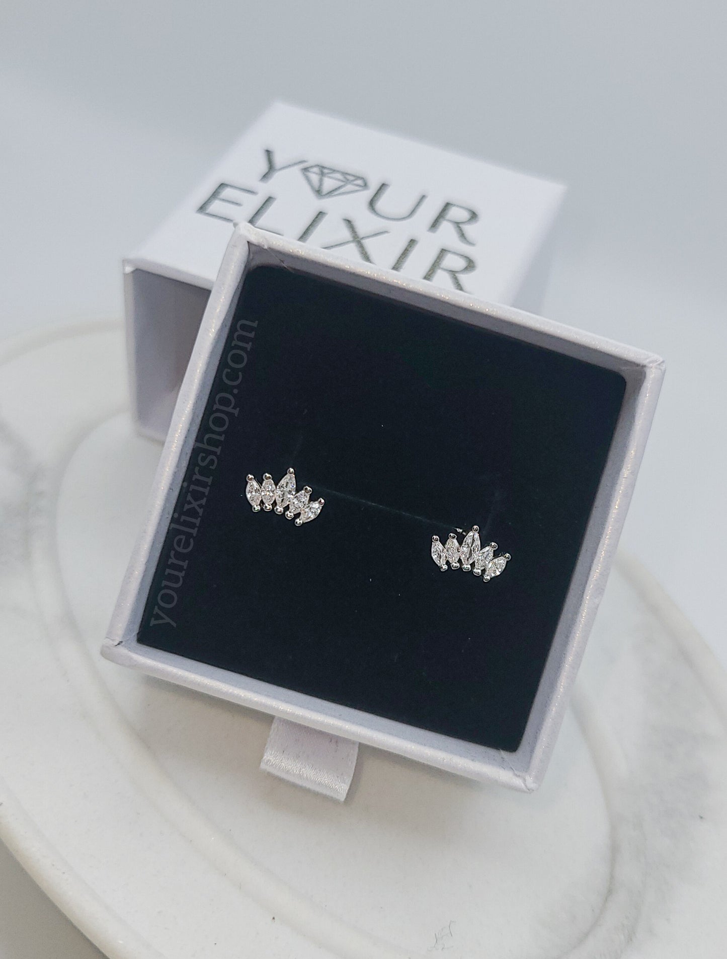 Sterling Silver Crown of Elegance Studs Earrings