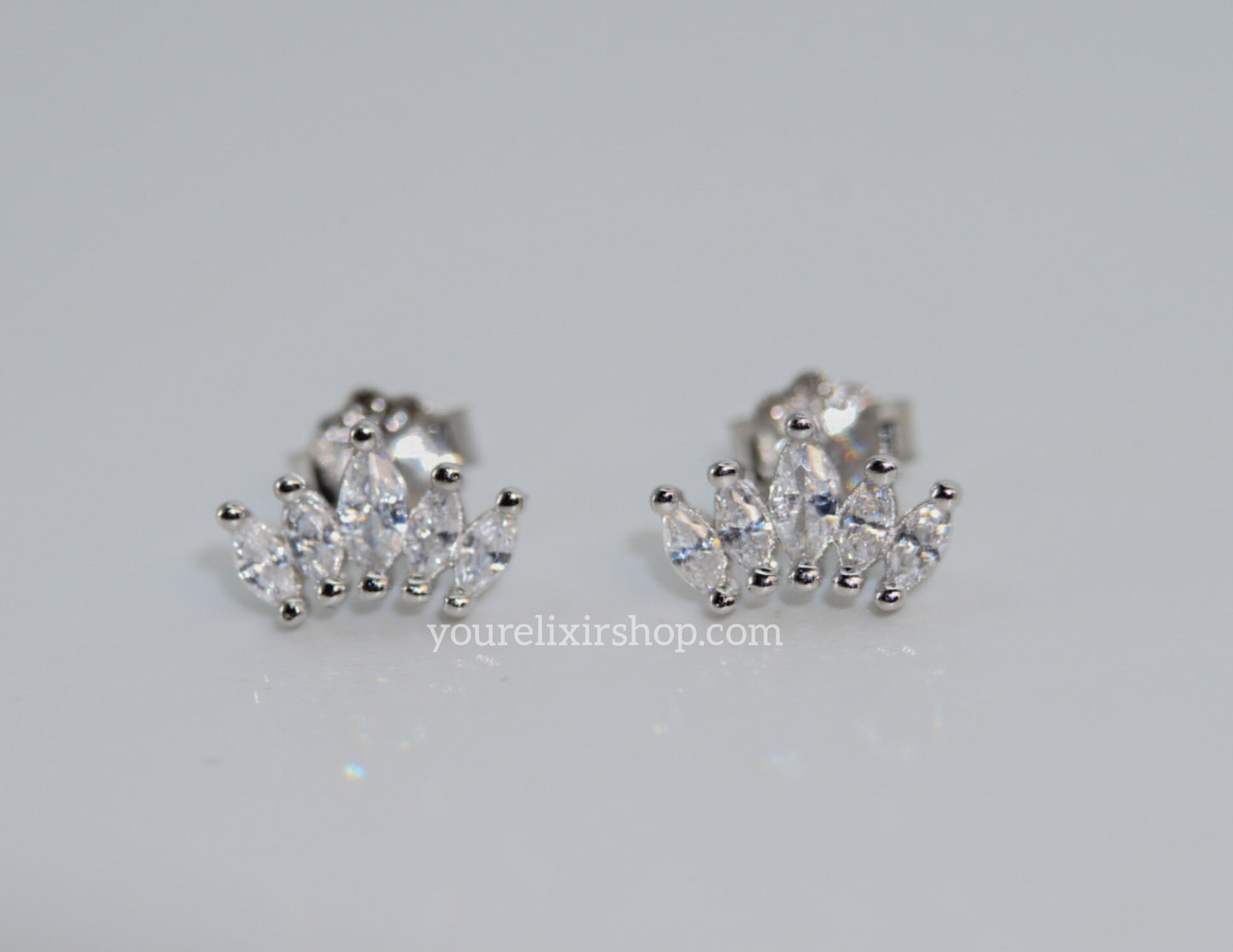 Sterling Silver Crown of Elegance Studs Earrings