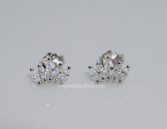 Sterling Silver Crown of Elegance Studs Earrings