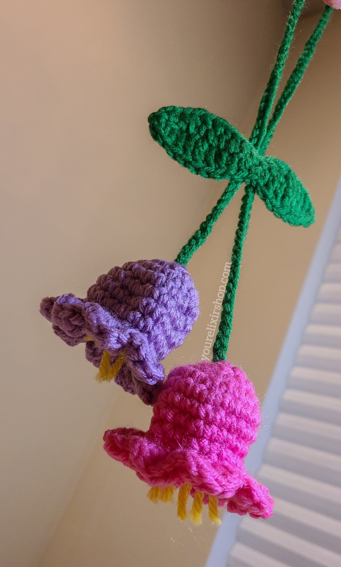 Hanging crochet Lily of the Valley