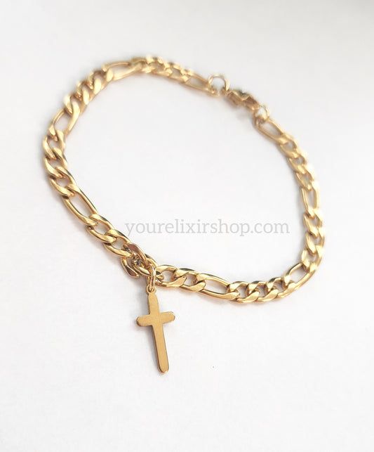 Cuban Gold Cross Bracelet