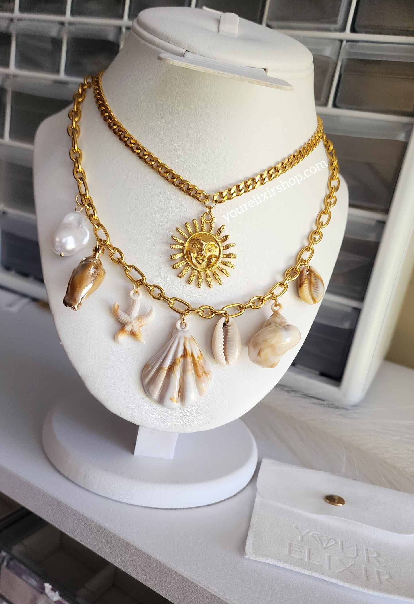 Seashell charm necklace