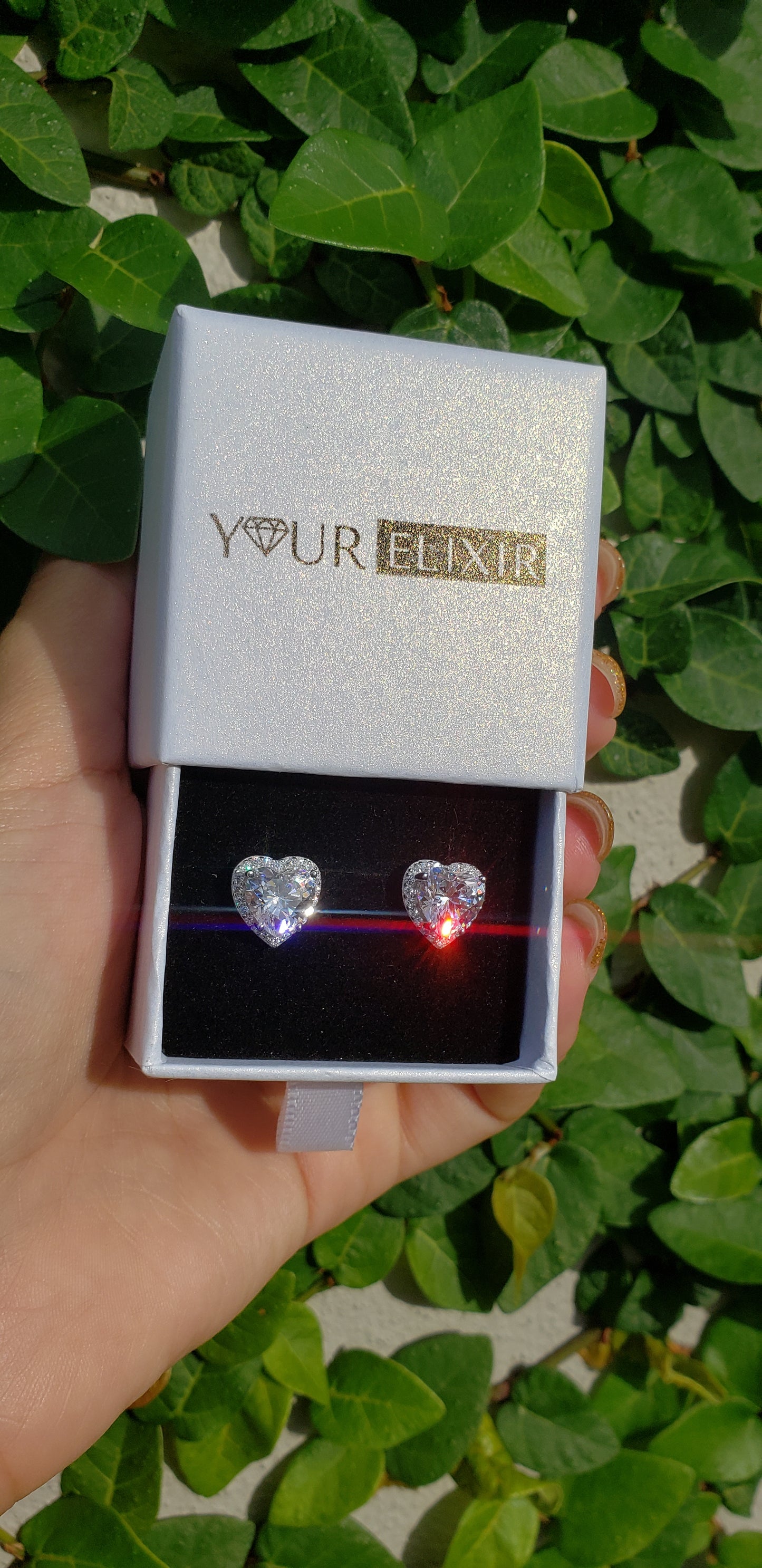 Sterling Silver Heart Halo Earrings