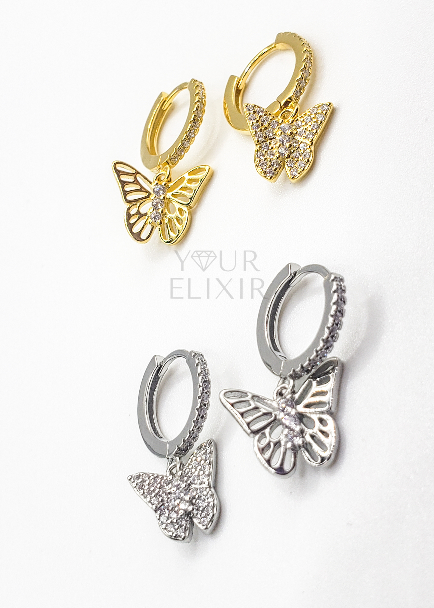 Sterling Silver Sparkly Butterflies