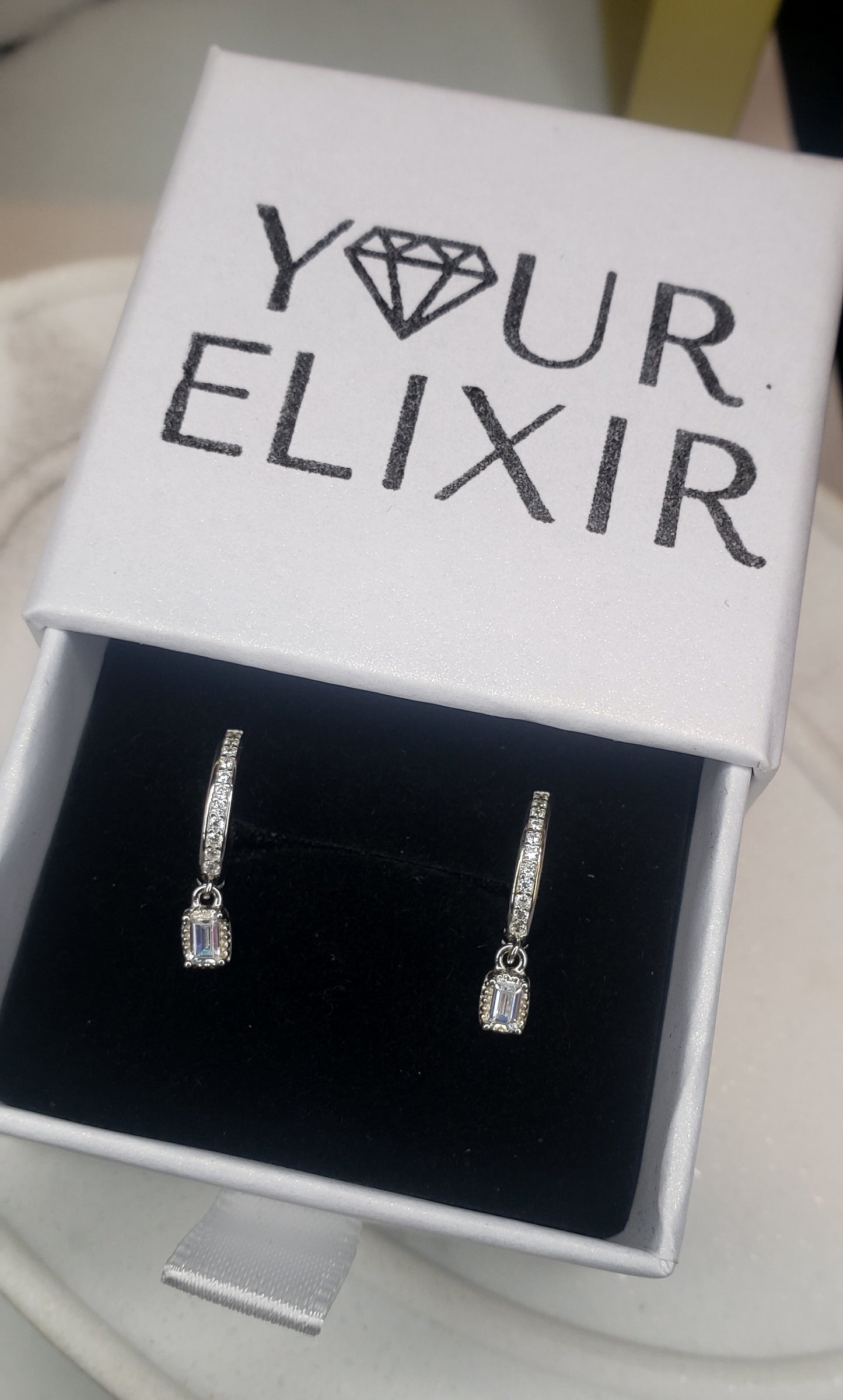 Sterling Silver Crystal Hoop Earrings