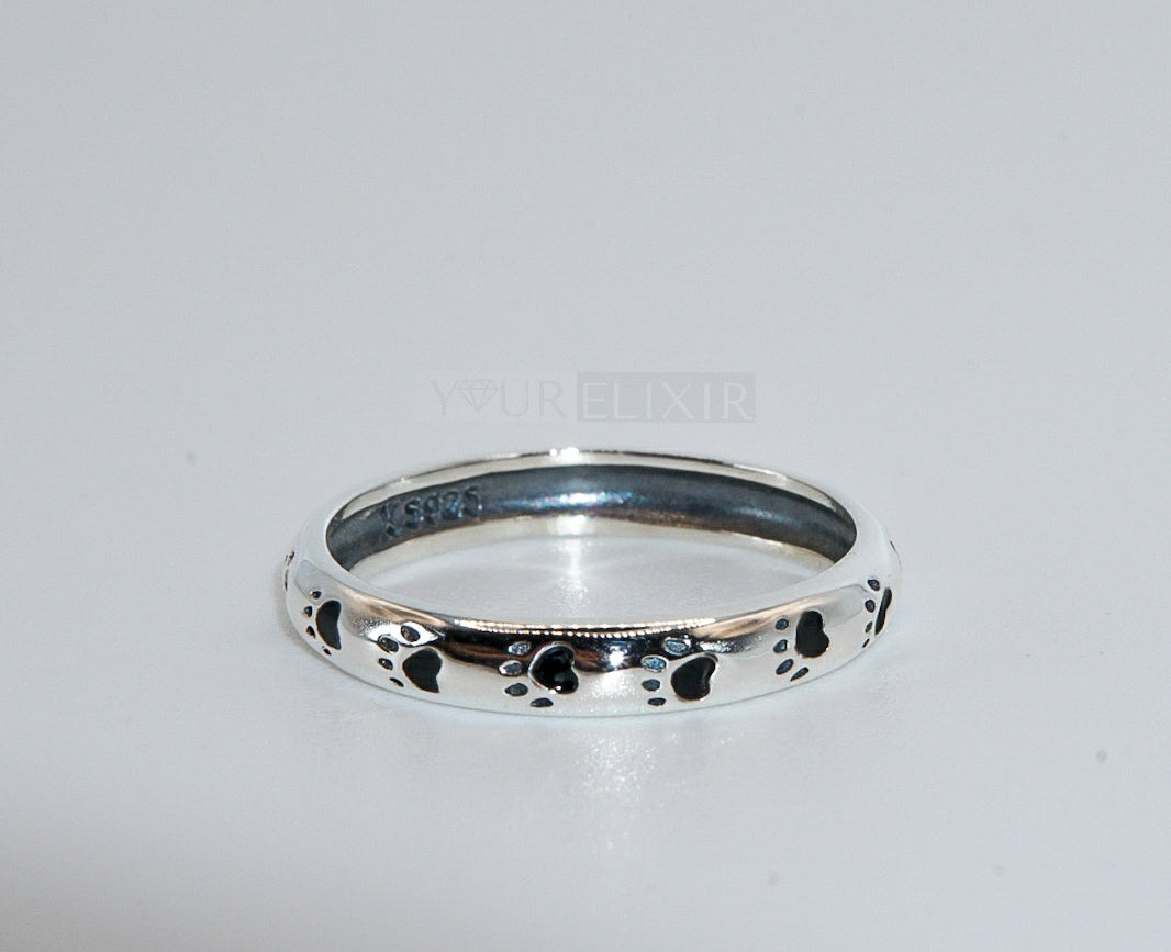 Sterling Silver Black Paws Ring