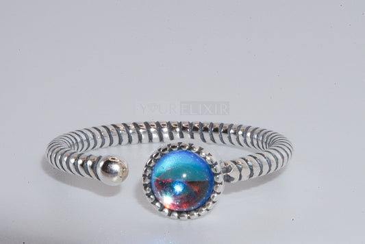 Sterling Silver Moon Stone Striped Ring