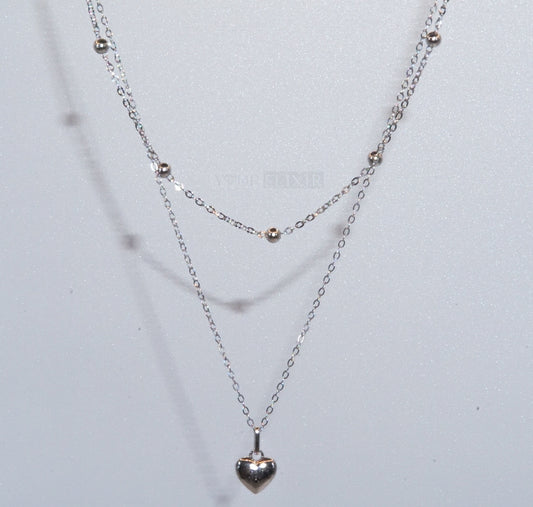 Sterling Silver DoubleLayer Heart Necklace