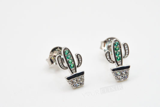 Sterling Silver Cactus Earrings