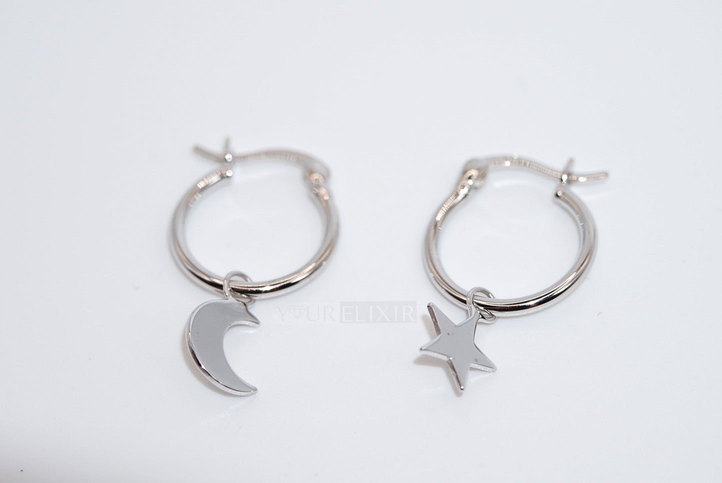 Sterling Silver Star and Moon Earrings