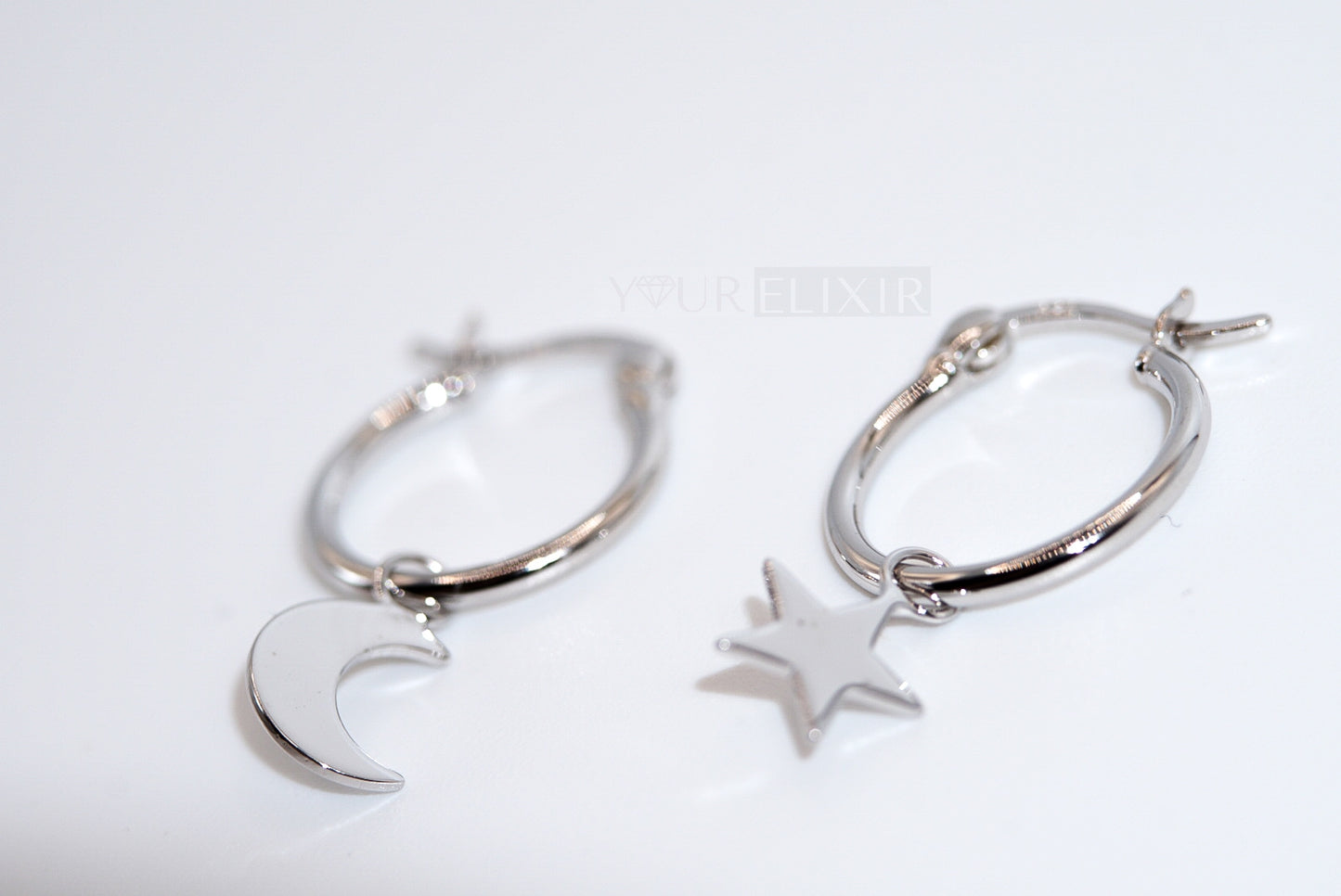 Sterling Silver Star and Moon Earrings