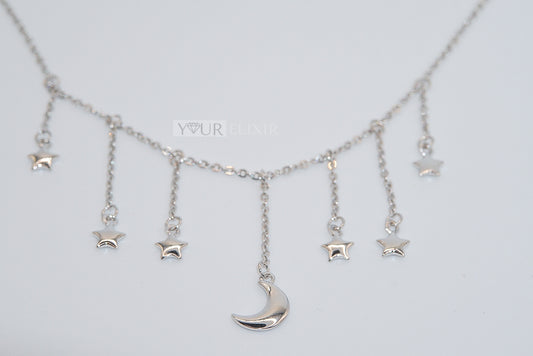 Sterling Silver Moon and Stars Necklace