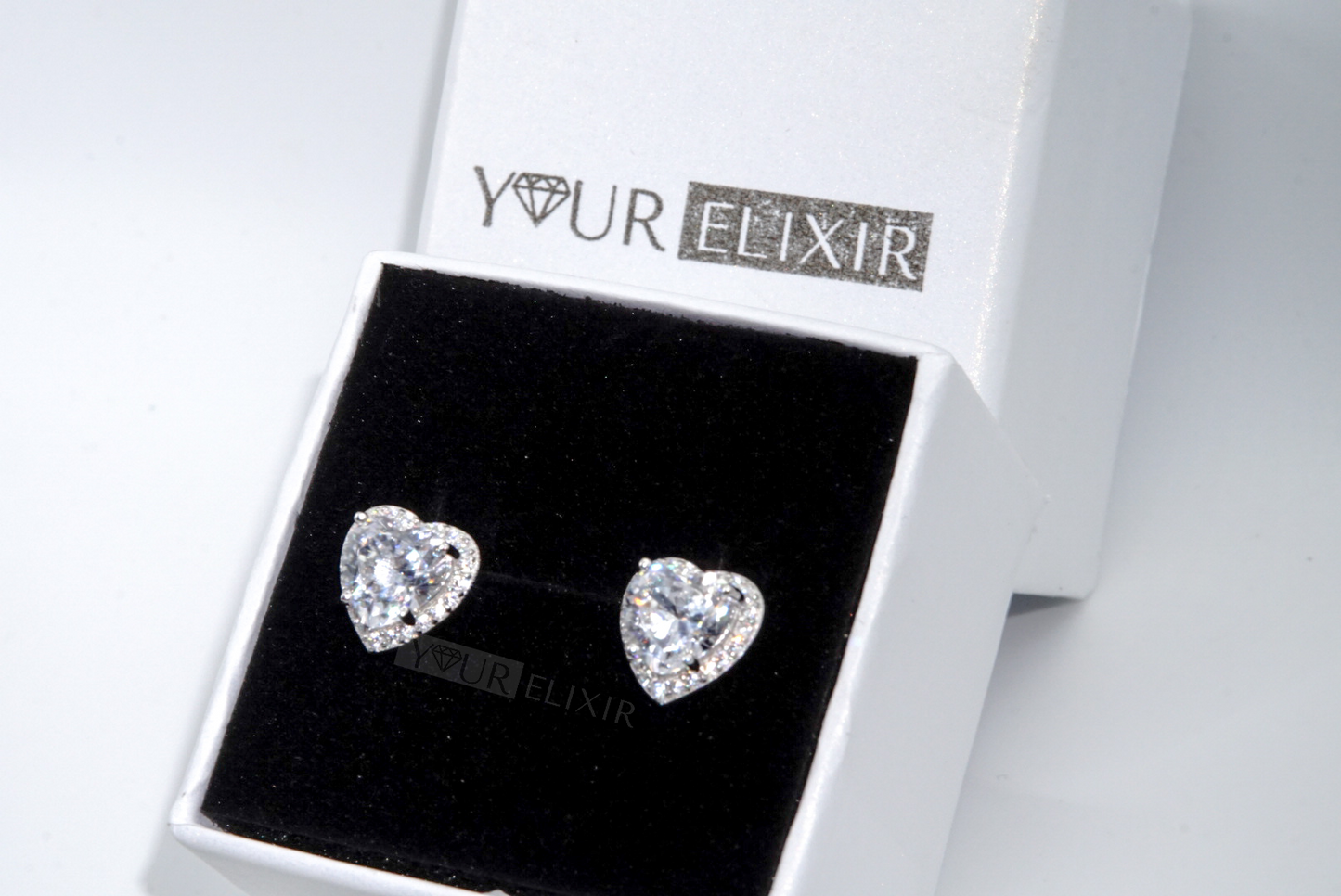 Sterling Silver Heart Halo Earrings