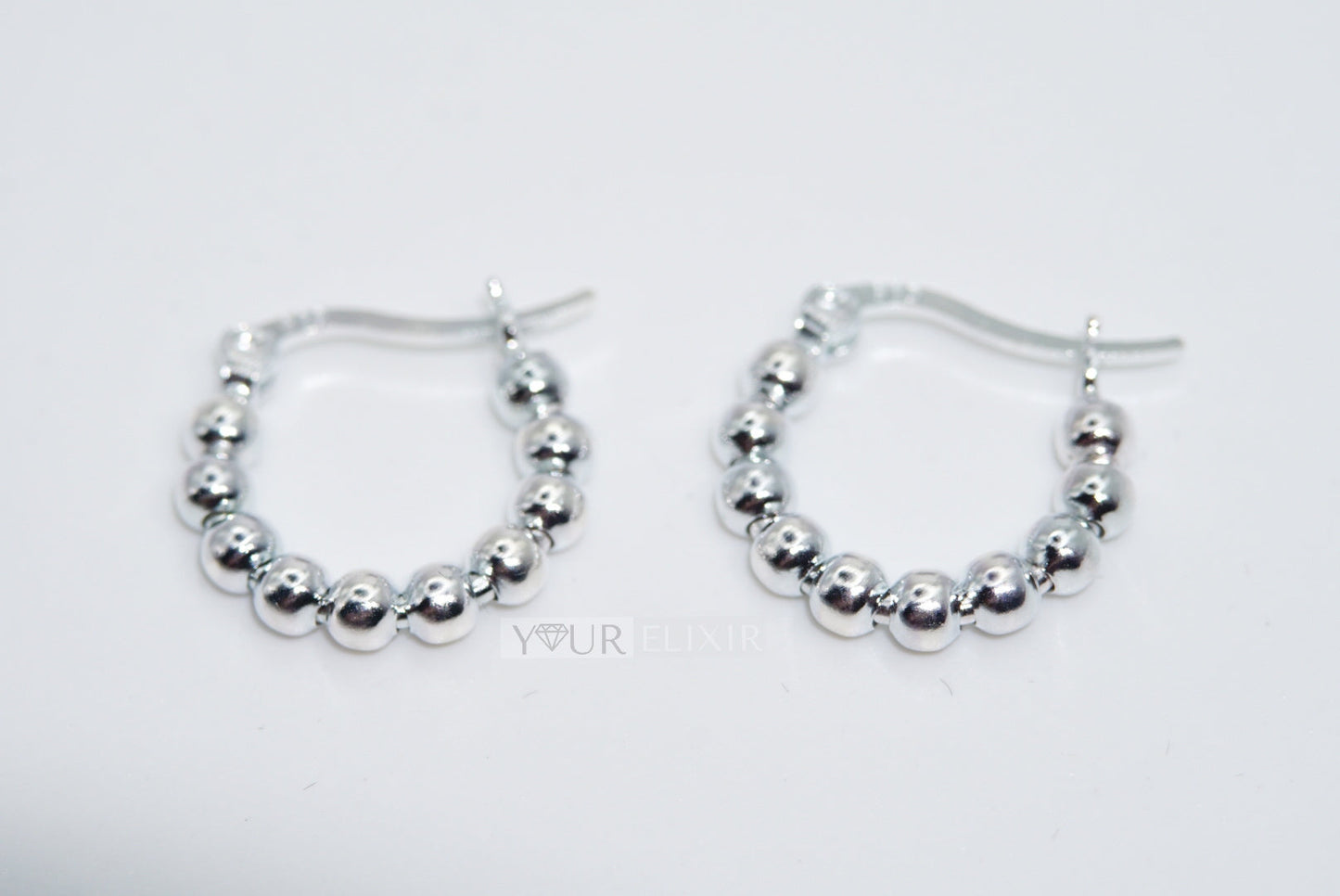 Sterling Silver beaded hoops