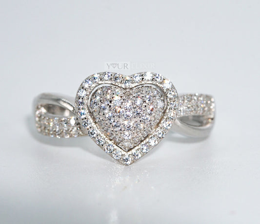 Sterling Silver Zircon Heart Ring