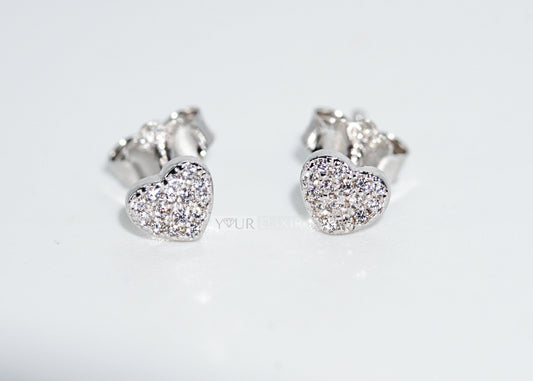 Sterling Silver Zircorn Heart stud earrings