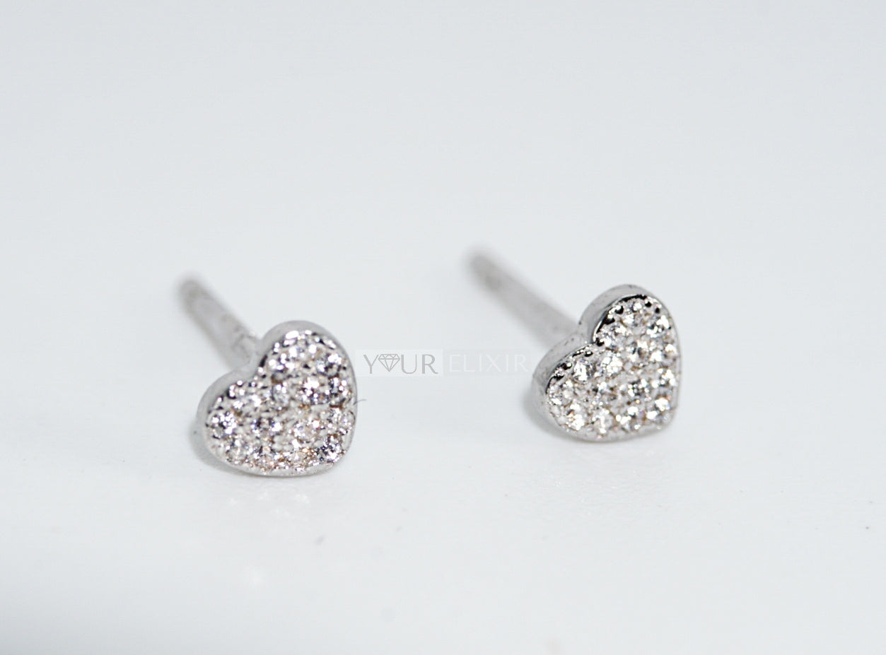 Sterling Silver Zircorn Heart stud earrings