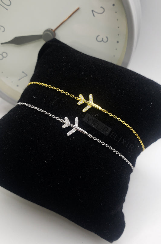 Pulsera de avión en plata de ley